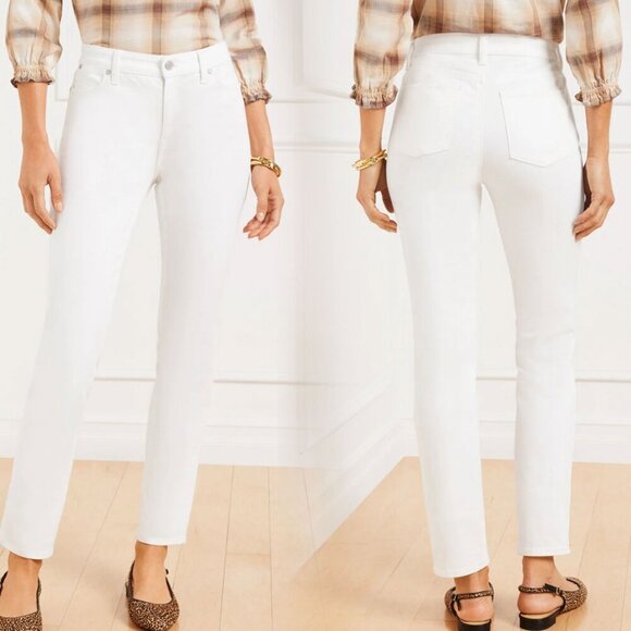 Talbots Women's White Flawless Slim Ankle Jeans - Size 14 Long - NWT $95 - Picture 1 of 8